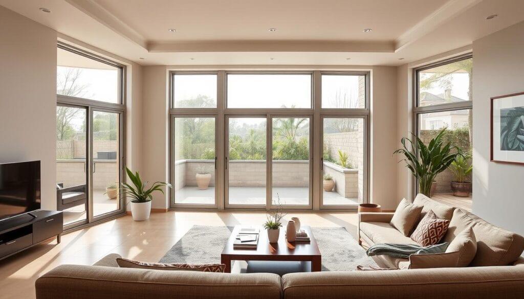 Sliding window on balcony